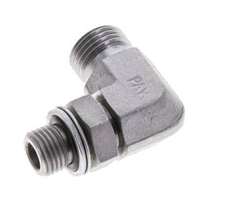 UN 11/16''-16 x G 1/4'' Buitendraad Verzinkt Stalen L-Fitting 90graden ORFS 400 Bar - Hydrauliek