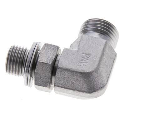 UN 11/16''-16 x G 1/4'' Buitendraad Verzinkt Stalen L-Fitting 90graden ORFS 400 Bar - Hydrauliek