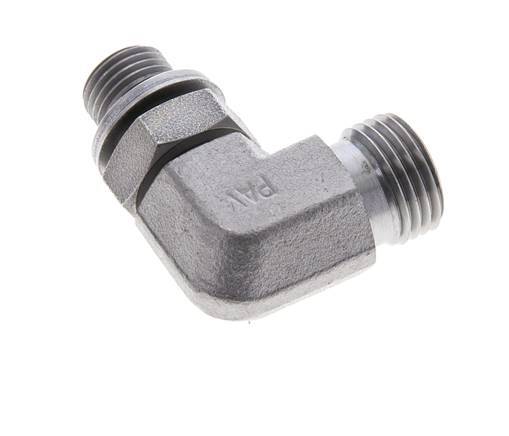 UN 11/16''-16 x G 1/4'' Buitendraad Verzinkt Stalen L-Fitting 90graden ORFS 400 Bar - Hydrauliek