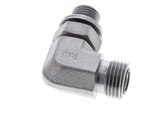 UN 11/16''-16 x G 1/4'' Buitendraad Verzinkt Stalen L-Fitting 90graden ORFS 400 Bar - Hydrauliek