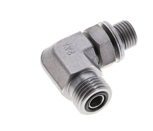 UN 11/16''-16 x G 1/4'' Buitendraad Verzinkt Stalen L-Fitting 90graden ORFS 400 Bar - Hydrauliek