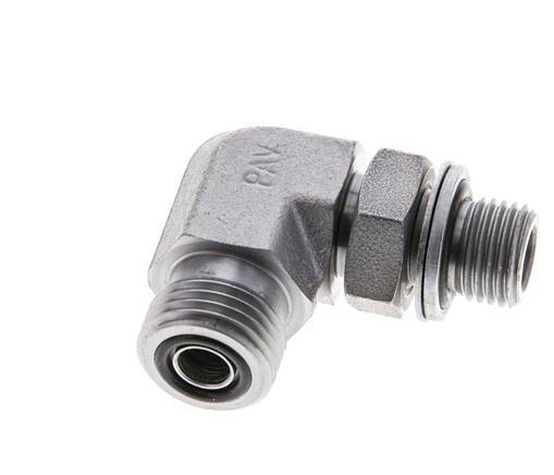 UN 11/16''-16 x G 1/4'' Male Zinc plated Steel 90 deg Elbow Fitting ORFS 400 Bar - Hydraulic