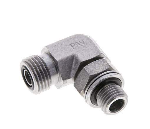 UN 11/16''-16 x G 1/4'' Buitendraad Verzinkt Stalen L-Fitting 90graden ORFS 400 Bar - Hydrauliek