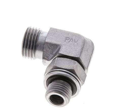 UN 11/16''-16 x G 1/4'' Buitendraad Verzinkt Stalen L-Fitting 90graden ORFS 400 Bar - Hydrauliek