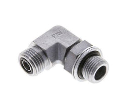 UN 11/16''-16 x G 3/8'' Buitendraad Verzinkt Stalen L-Fitting 90graden ORFS 400 Bar - Hydrauliek