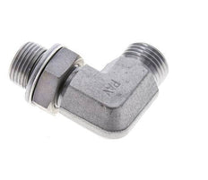 UN 11/16''-16 x G 3/8'' Male Zinc plated Steel 90 deg Elbow Fitting ORFS 400 Bar - Hydraulic