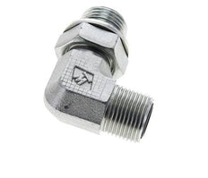 UN 13/16''-16 x G 1/2'' Buitendraad Verzinkt Stalen L-Fitting 90graden ORFS 400 Bar - Hydrauliek