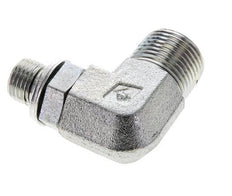 UN 13/16''-16 x G 1/4'' Buitendraad Verzinkt Stalen L-Fitting 90graden ORFS 400 Bar - Hydrauliek