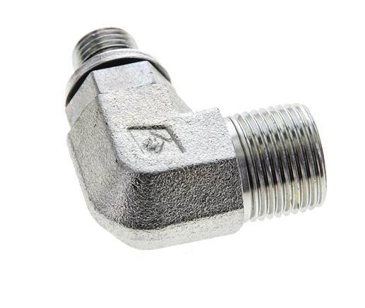 UN 13/16''-16 x G 1/4'' Buitendraad Verzinkt Stalen L-Fitting 90graden ORFS 400 Bar - Hydrauliek
