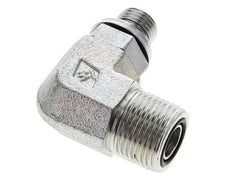 UN 13/16''-16 x G 1/4'' Buitendraad Verzinkt Stalen L-Fitting 90graden ORFS 400 Bar - Hydrauliek