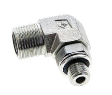 UN 13/16''-16 x G 1/4'' Buitendraad Verzinkt Stalen L-Fitting 90graden ORFS 400 Bar - Hydrauliek