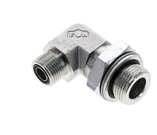 UN 13/16''-16 x G 3/4'' Buitendraad Verzinkt Stalen L-Fitting 90graden ORFS 400 Bar - Hydrauliek