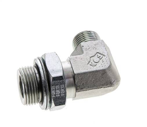 UN 13/16''-16 x G 3/4'' Buitendraad Verzinkt Stalen L-Fitting 90graden ORFS 400 Bar - Hydrauliek
