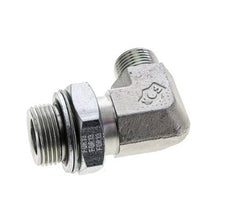UN 13/16''-16 x G 3/4'' Buitendraad Verzinkt Stalen L-Fitting 90graden ORFS 400 Bar - Hydrauliek