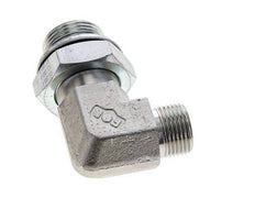 UN 13/16''-16 x G 3/4'' Buitendraad Verzinkt Stalen L-Fitting 90graden ORFS 400 Bar - Hydrauliek