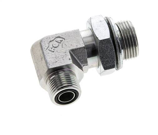 UN 13/16''-16 x G 3/4'' Buitendraad Verzinkt Stalen L-Fitting 90graden ORFS 400 Bar - Hydrauliek