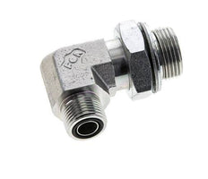 UN 13/16''-16 x G 3/4'' Buitendraad Verzinkt Stalen L-Fitting 90graden ORFS 400 Bar - Hydrauliek