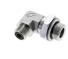 UN 13/16''-16 x G 3/4'' Buitendraad Verzinkt Stalen L-Fitting 90graden ORFS 400 Bar - Hydrauliek