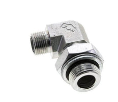 UN 13/16''-16 x G 3/4'' Buitendraad Verzinkt Stalen L-Fitting 90graden ORFS 400 Bar - Hydrauliek