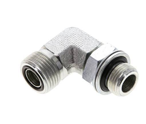 UN 13/16''-16 x G 3/8'' Buitendraad Verzinkt Stalen L-Fitting 90graden ORFS 400 Bar - Hydrauliek