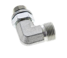 UN 13/16''-16 x G 3/8'' Buitendraad Verzinkt Stalen L-Fitting 90graden ORFS 400 Bar - Hydrauliek