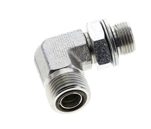 UN 13/16''-16 x G 3/8'' Buitendraad Verzinkt Stalen L-Fitting 90graden ORFS 400 Bar - Hydrauliek