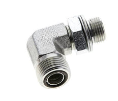 UN 13/16''-16 x G 3/8'' Buitendraad Verzinkt Stalen L-Fitting 90graden ORFS 400 Bar - Hydrauliek