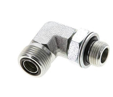 UN 13/16''-16 x G 3/8'' Buitendraad Verzinkt Stalen L-Fitting 90graden ORFS 400 Bar - Hydrauliek