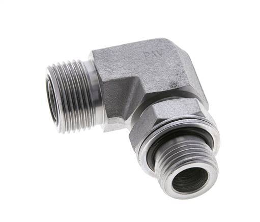 UNS 1''-14 x G 1/2'' Buitendraad Verzinkt Stalen L-Fitting 90graden ORFS 400 Bar - Hydrauliek