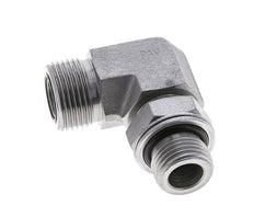 UNS 1''-14 x G 1/2'' Buitendraad Verzinkt Stalen L-Fitting 90graden ORFS 400 Bar - Hydrauliek