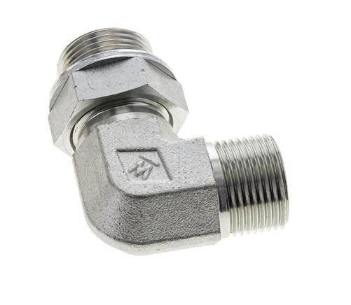 UNS 1''-14 x G 3/4'' Buitendraad Verzinkt Stalen L-Fitting 90graden ORFS 400 Bar - Hydrauliek