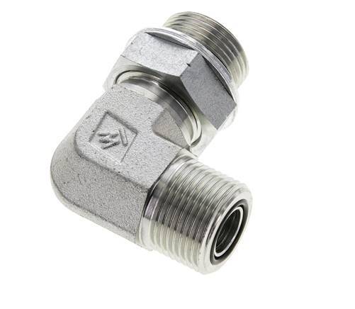 UNS 1''-14 x G 3/4'' Male Zinc plated Steel 90 deg Elbow Fitting ORFS 400 Bar - Hydraulic