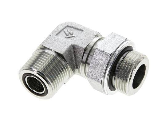 UNS 1''-14 x G 3/4'' Male Zinc plated Steel 90 deg Elbow Fitting ORFS 400 Bar - Hydraulic