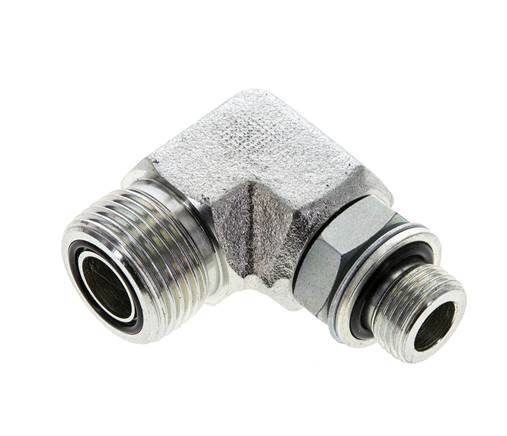 UNS 1''-14 x G 3/8'' Buitendraad Verzinkt Stalen L-Fitting 90graden ORFS 400 Bar - Hydrauliek