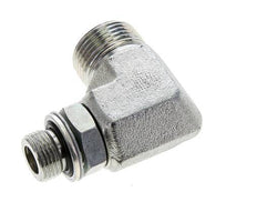 UNS 1''-14 x G 3/8'' Buitendraad Verzinkt Stalen L-Fitting 90graden ORFS 400 Bar - Hydrauliek