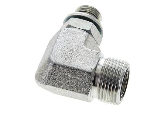 UNS 1''-14 x G 3/8'' Buitendraad Verzinkt Stalen L-Fitting 90graden ORFS 400 Bar - Hydrauliek