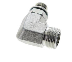 UNS 1''-14 x G 3/8'' Buitendraad Verzinkt Stalen L-Fitting 90graden ORFS 400 Bar - Hydrauliek