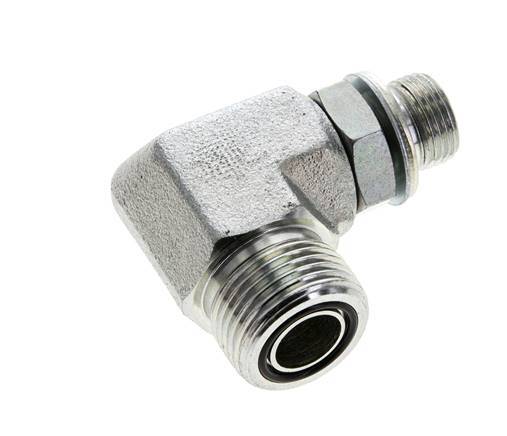 UNS 1''-14 x G 3/8'' Buitendraad Verzinkt Stalen L-Fitting 90graden ORFS 400 Bar - Hydrauliek