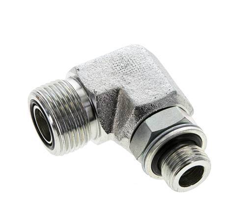 UNS 1''-14 x G 3/8'' Buitendraad Verzinkt Stalen L-Fitting 90graden ORFS 400 Bar - Hydrauliek