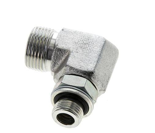 UNS 1''-14 x G 3/8'' Buitendraad Verzinkt Stalen L-Fitting 90graden ORFS 400 Bar - Hydrauliek