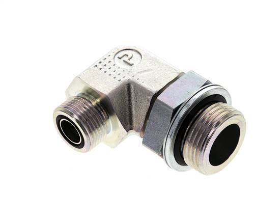 UNS 1''-14 x G 1'' Buitendraad Verzinkt Stalen L-Fitting 90graden ORFS 315 Bar - Hydrauliek
