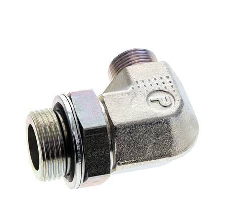 UNS 1''-14 x G 1'' Male Zinc plated Steel 90 deg Elbow Fitting ORFS 315 Bar - Hydraulic