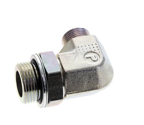 UNS 1''-14 x G 1'' Buitendraad Verzinkt Stalen L-Fitting 90graden ORFS 315 Bar - Hydrauliek