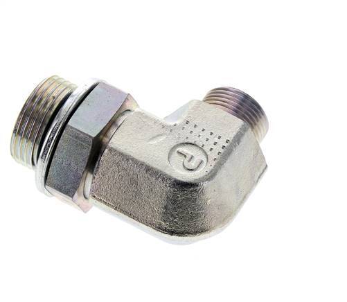 UNS 1''-14 x G 1'' Male Zinc plated Steel 90 deg Elbow Fitting ORFS 315 Bar - Hydraulic