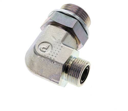 UNS 1''-14 x G 1'' Male Zinc plated Steel 90 deg Elbow Fitting ORFS 315 Bar - Hydraulic