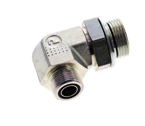 UNS 1''-14 x G 1'' Buitendraad Verzinkt Stalen L-Fitting 90graden ORFS 315 Bar - Hydrauliek
