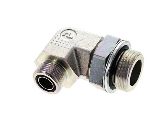 UNS 1''-14 x G 1'' Buitendraad Verzinkt Stalen L-Fitting 90graden ORFS 315 Bar - Hydrauliek