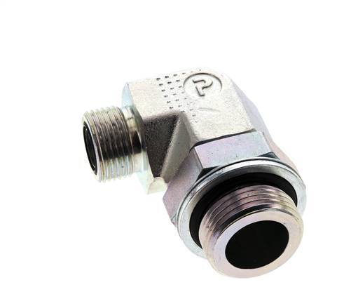 UNS 1''-14 x G 1'' Buitendraad Verzinkt Stalen L-Fitting 90graden ORFS 315 Bar - Hydrauliek