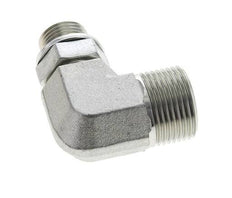 UN 1-3/16''-12 x G 1/2'' Buitendraad Verzinkt Stalen L-Fitting 90graden ORFS 400 Bar - Hydrauliek