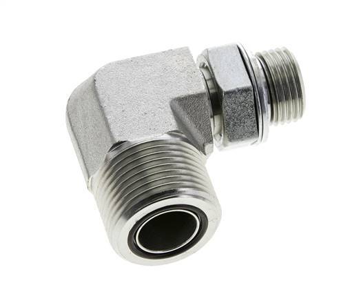 UN 1-3/16''-12 x G 1/2'' Male Zinc plated Steel 90 deg Elbow Fitting ORFS 400 Bar - Hydraulic
